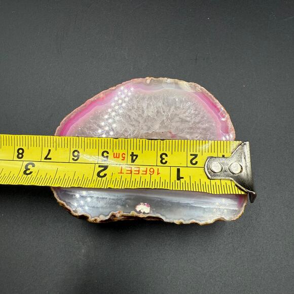 Natural Sliced Agate Gemstone Rock Pink and White Crystal Semi Polished - Picture 4 of 14